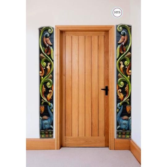 Vertical Wooden Wall Hanging For Sides Of A Door, Wall Decor .handmade .set Of 2