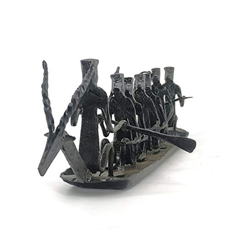 Indian Metal Decor/Wrought Iron Art Boat 7 figurine Showpiece/ Ethnic Handmade/ Beautiful Gift /Home Decor/ Dimensions :12 x 3 x 3.5 inch